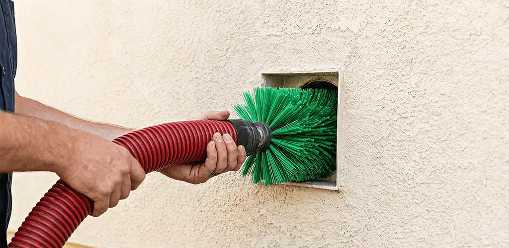 Air duct cleaning brush removing debris from a vent opening in St Paul, MN