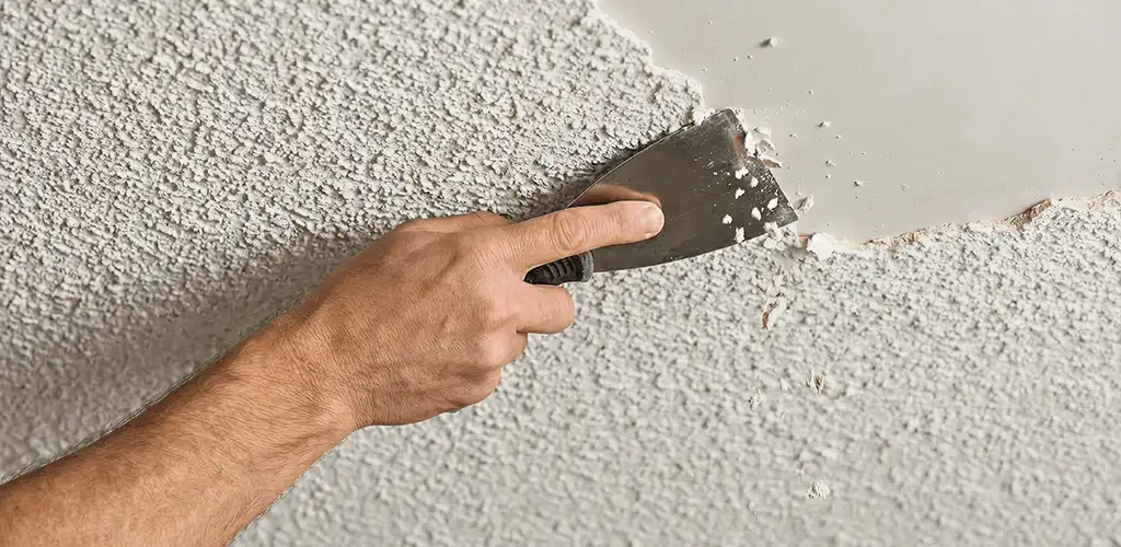 Popcorn ceiling removal scraping off textured ceiling finish in St Paul, MN