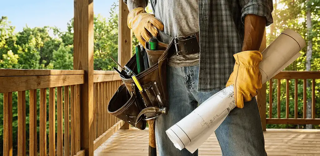 Professional handyman with tool belt ready for home repairs in St Paul, MN