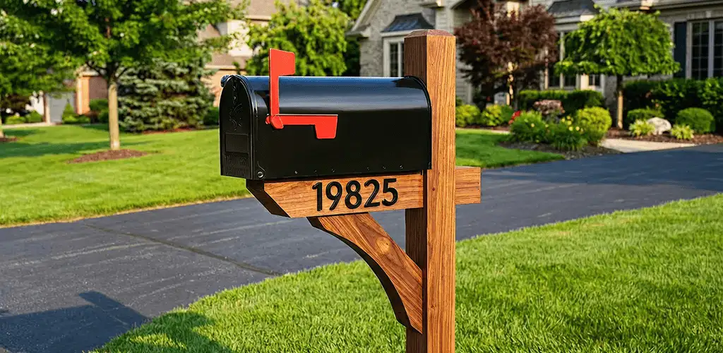 New mailbox installation with post and address number for a home in St Paul, MN